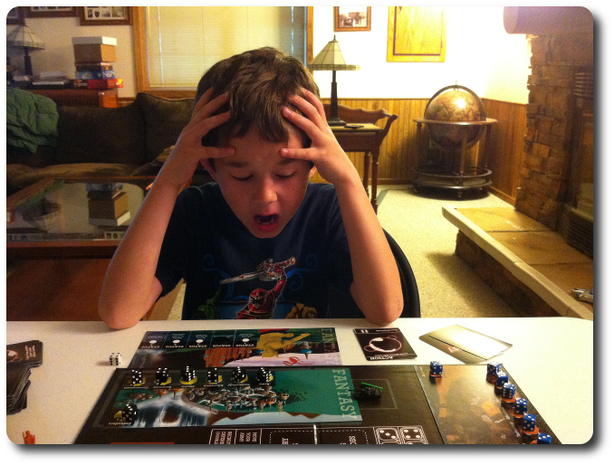 My little geek roars in frustration upon being attacked...again
